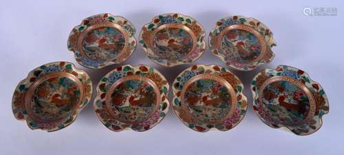 SEVEN LATE 19TH CENTURY JAPANESE MEIJI PERIOD SATSUMA FOWL P...