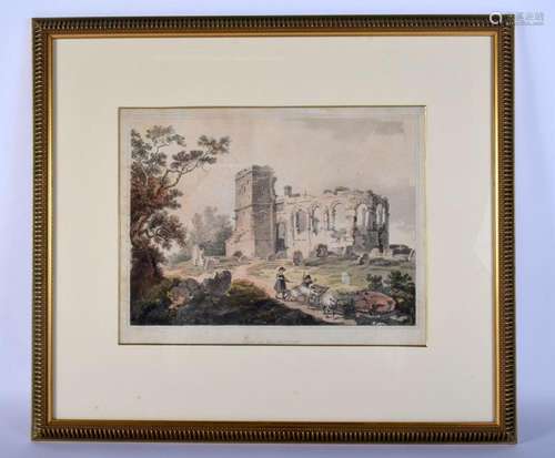 AN ANTIQUE ENGRAVING OF THE RUINS AT BASINGSTOKE of local in...