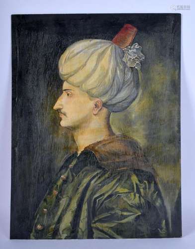 Turkish School (20th Century) Sultan, Oil on board. 30 cm x ...