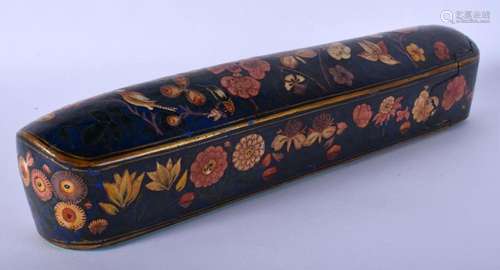 AN 18TH/19TH CENTURY PERSIAN PAPIER MACHE PEN BOX painted wi...