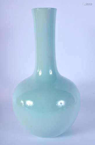 A CHINESE PALE BLUE GLAZED PORCELAIN VASE 20th Century. 25 c...