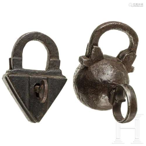 Two German padlocks, 16th/17th century