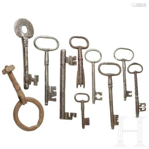 Nine German keys, 18th century