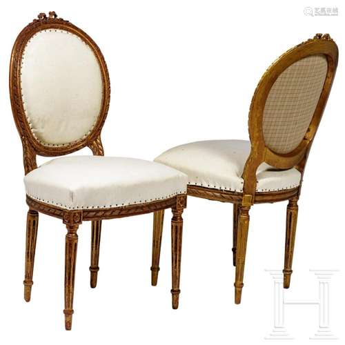 A pair of German padded chairs in Louis XVI style, 20th cent...