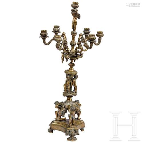 A French bronze candelabra, mid-19th century