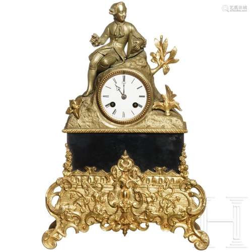 A French bronze and ormolu Empire mantel clock, circa 1820