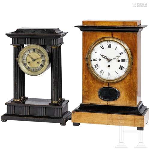 Two German table clocks, late Georgian, 1st half of the 19th...