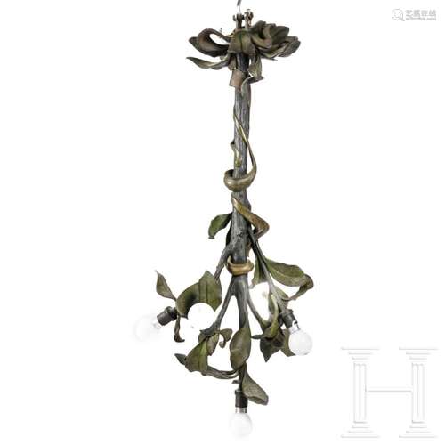 A French Art Nouveau bronze lamp, circa 1900/10