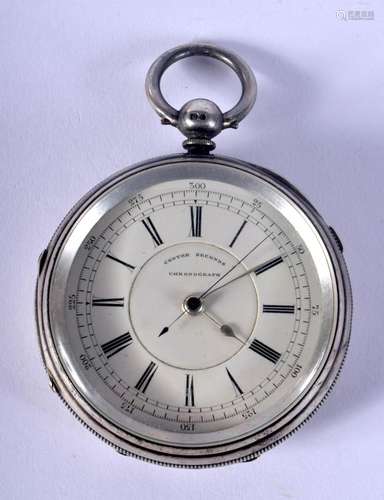 AN ANTIQUE SILVER CHONROGRAPH POCKET WATCH. 174 grams. 5.5 c...