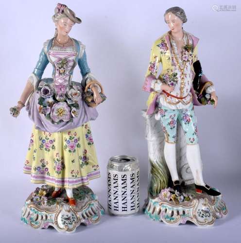 A LARGE PAIR OF LATE 19TH CENTURY GERMAN DRESDEN PORCELAIN F...