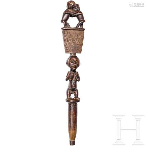 A Central African Luba staff head, 20th century