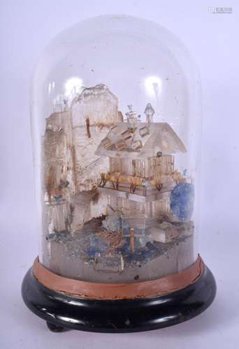 A FINE ANTIQUE GERMAN OBERSTEIN CARVED CRYSTAL GROTTO within...