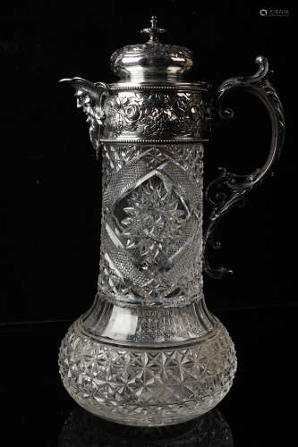 1905年 英國謝菲爾德Sheffield 純銀水晶酒樽