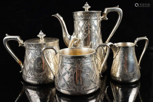 1865年 英國倫敦純銀下午茶四件套
