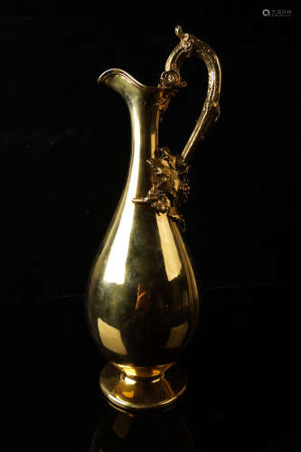 英國皇家純銀鎏金立體葡萄手柄酒樽
