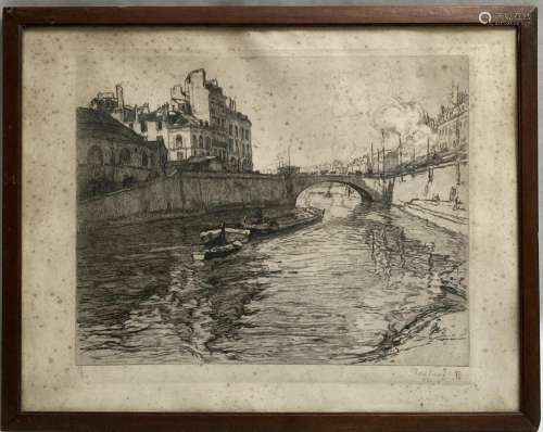René PINARD (1883-1938)
Nantes, le pont de la poissonnerie, ...