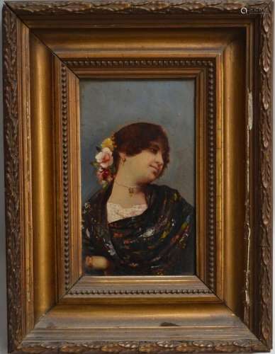 ECOLE du XIXème
Portrait de jeune fille 
Huile sur panneau
2...