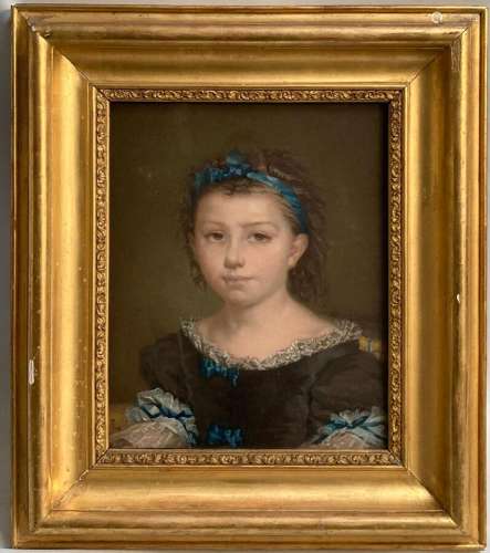 ECOLE FRANCAISE circa 1900
Portrait de jeune fille au ruban ...