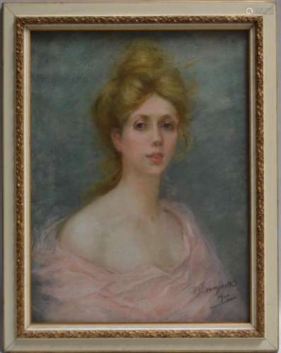 Marcelle LAMBRETTE (XIX-XXème)
Portrait de dame, 1900