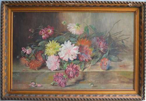 Marthe DANARD PUIG (XIX-XXème)
Jeté de fleurs
Huile sur toil...