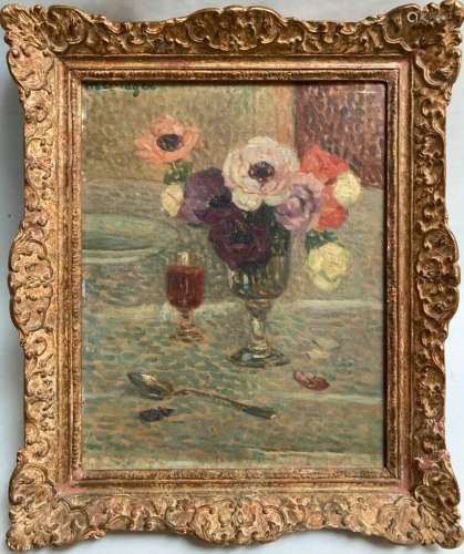Emile MESNAGER (XIX-XXème)
Bouquet de fleurs dans un vase à ...