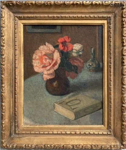 Emile MESNAGER (XIX-XXème)
Bouquet de fleurs dans un vase pr...