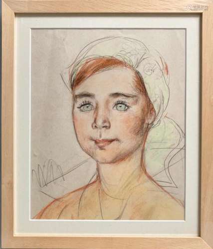 Henry SIMON (1910-1987)
Portrait de jeune fille
Dessin rehau...