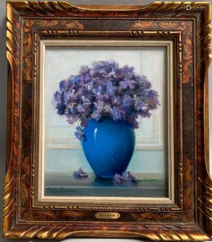 Henri BURON (1880-1969)
Bouquet de violettes dans un vase bl...