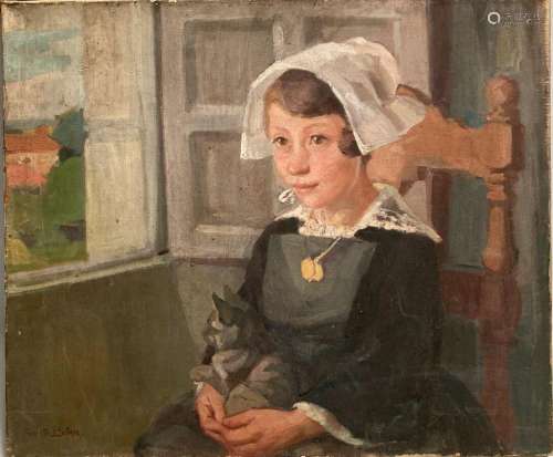 Henriette BELLAIR (1904-1963)
Jeune bretonne assise dans un ...