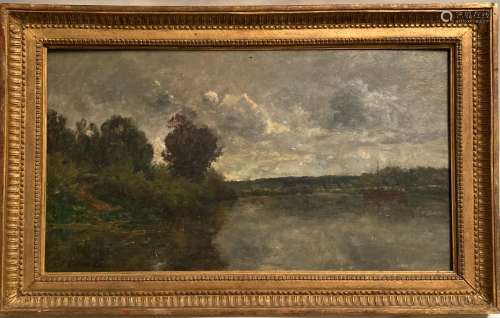 Karl Pierre DAUBIGNY (1846-1886)
Paysage à la rivière, 1884