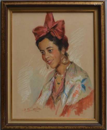 Albert GENTA (1901-1989)
Portrait de dame au turban, 1944