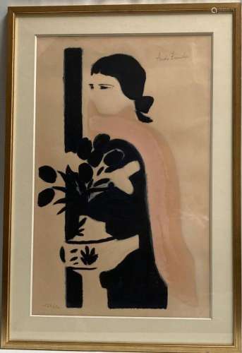 André BRASILIER (né en 1929)
Femme aux fleurs
Lithographie s...