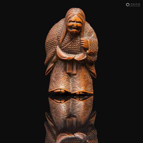 NETSUKE en bois, représentant un acteur du théâtre Nô, dans ...