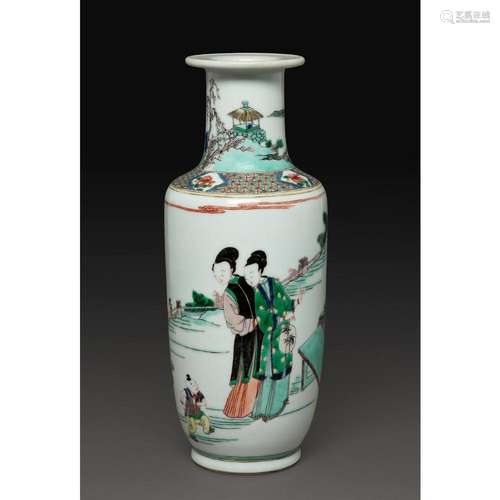 VASE MAILLET en porcelaine et émaux polychromes dans le styl...