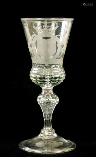 AN EARLY 18TH CENTURY ARMORIAL GOBLET