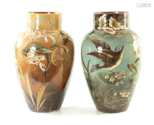 A MASSIVE MATCHED PAIR OF 19TH CENTURY CERAMIC TAPERING SHOU...