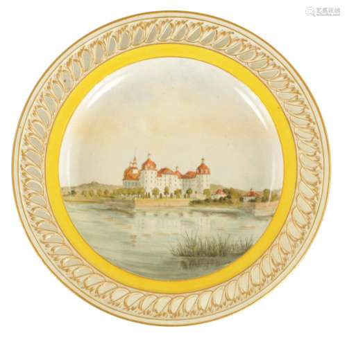 A 19TH CENTURY MEISSEN STYLE CABINET PLATE