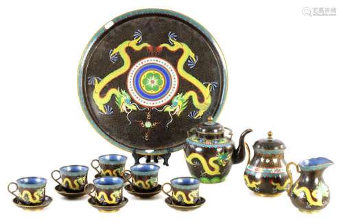 A 19TH CENTURY CHINESE CLOISONNEWARE 16 PIECE TEA SERVICE