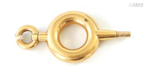 A LARGE SOLID 18CT GOLD POCKET WATCH KEY FOB
