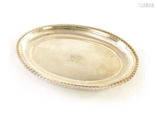 A VICTORIAN OVAL SILVER CARD TRAY