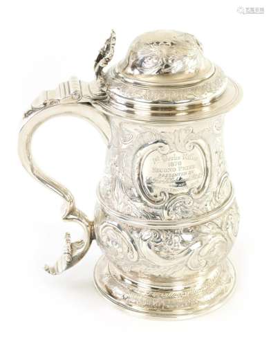 A GEORGE II SILVER TANKARD