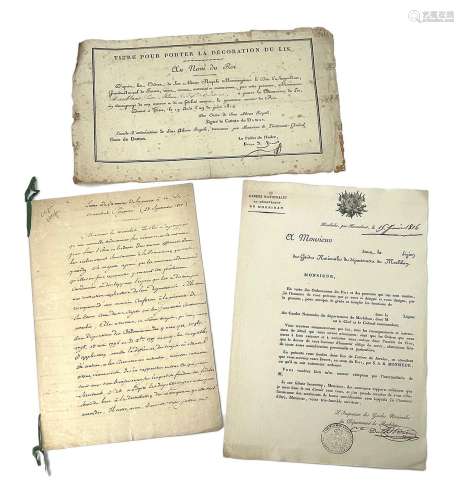 Trois documents :- Lettre de nomination des les gardes natio...