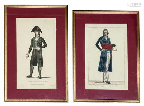 Deux gravures en couleurs :- Costume des membres de l'in...