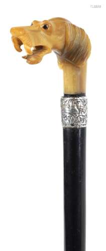 A LATE 19TH CENTURY HORN HANDLED WALKING STICK
