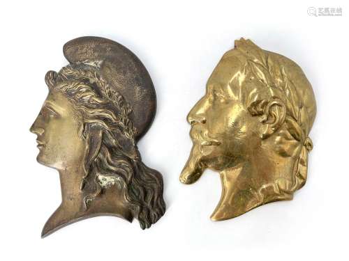 Deux profils en bronze «La république» et «L'Empereur Na...