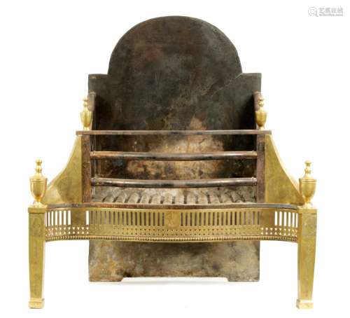 A GEORGE III ADAM STYLE BRASS AND STEEL FIRE GRATE OF SERPEN...