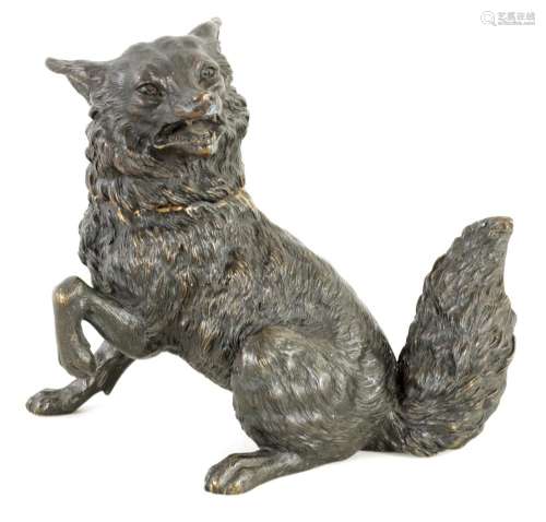 A LARGE 19TH CENTURY CONTINENTAL ANIAMLIER BRONZE INKWELL MO...