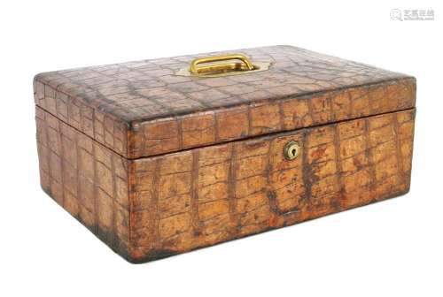 A 19TH CENTURY CROCODILE SKIN CARRYING CASE BY FISHER. 188 S...