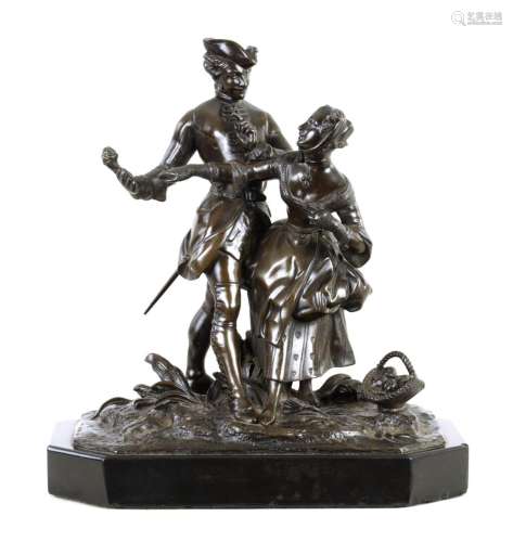 A LATE 19TH CENTURY FRENCH PATINATED BRONZED SCULPTURE