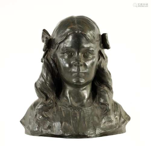 LOUIS LUDWIG. AN EARLY 20TH CENTURY LIFE SIZE BRONZE BUST OF...